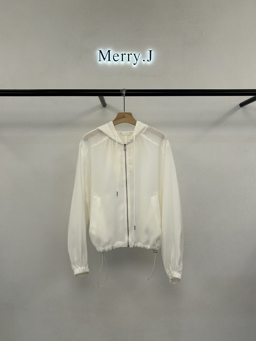 MERRY-J韓國東大門直郵女士新款26春夏人氣夾克歐根紗連帽MERRY-J夾克圖色2
