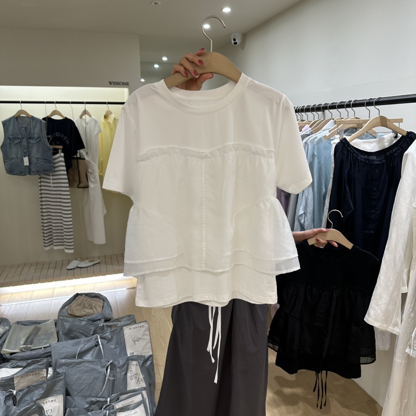 WINSOME韓國直郵實拍女裝新品時尚職業休閑推薦26春夏T恤雪紡WINSOMET恤圖色1