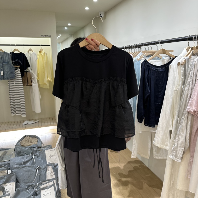 WINSOME韓國直郵實拍女裝新品時尚職業休閑推薦26春夏T恤雪紡WINSOMET恤圖色3