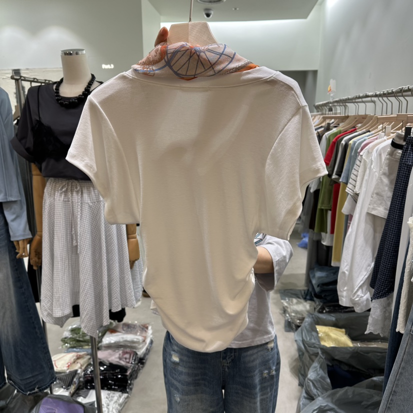 PART3韓國直郵女士新品熱賣人氣休閑職業26春夏T恤含圍巾褶皺Part.3T恤