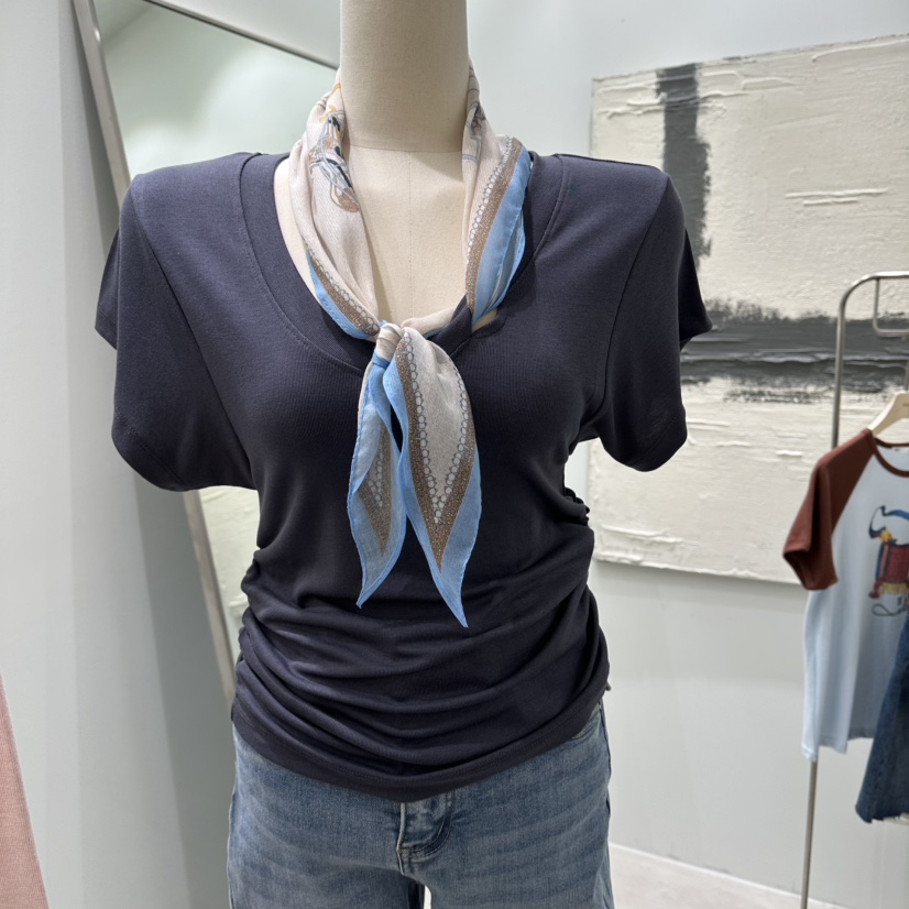 PART3韓國直郵女士新品熱賣人氣休閑職業26春夏T恤含圍巾褶皺Part.3T恤圖色2