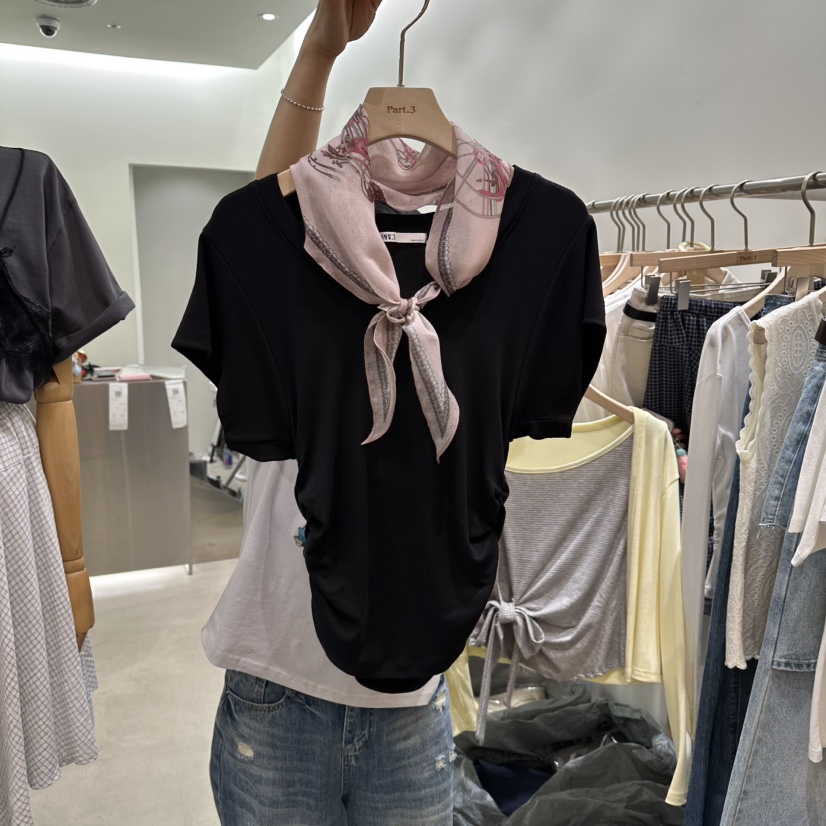 PART3韓國直郵女士新品熱賣人氣休閑職業26春夏T恤含圍巾褶皺Part.3T恤圖色3