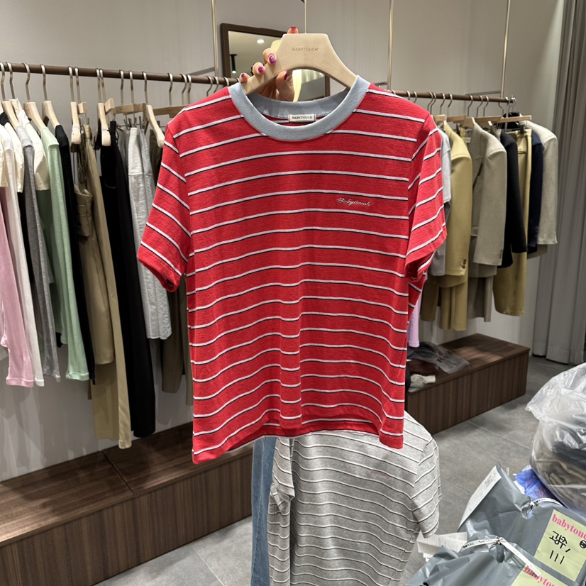 BABYTOUCH韓國直郵實拍女士新款26春夏人氣熱賣時尚T恤條紋BABYTOUCHT恤圖色3