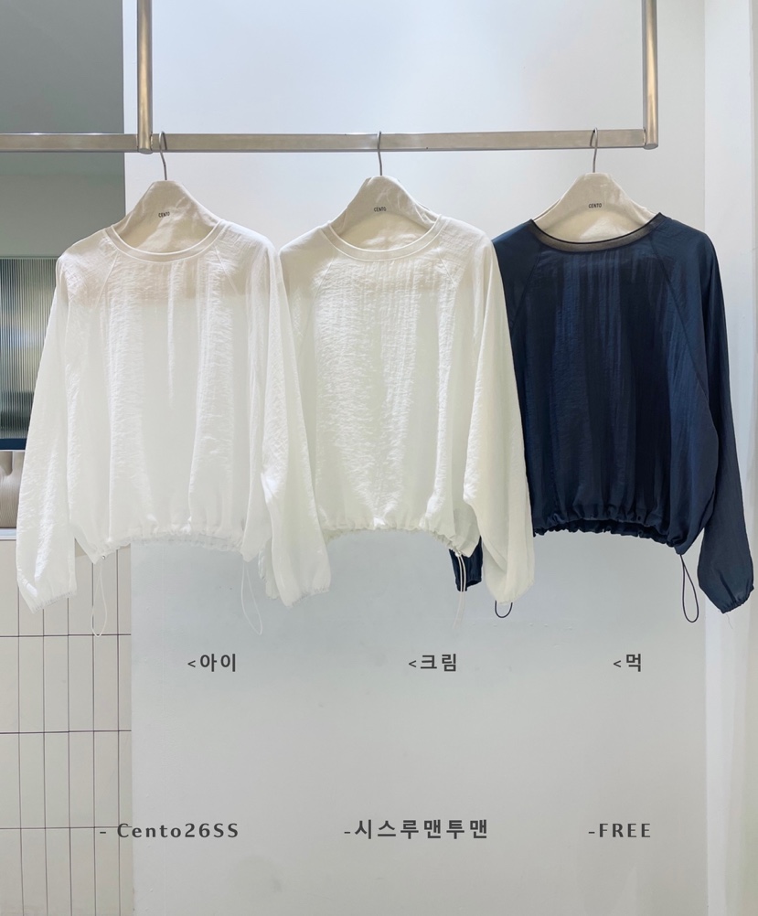 CENTO韓國代購女士新款時尚職業休閑26春夏襯衫蕾絲衫透明CENTO襯衫/蕾絲衫