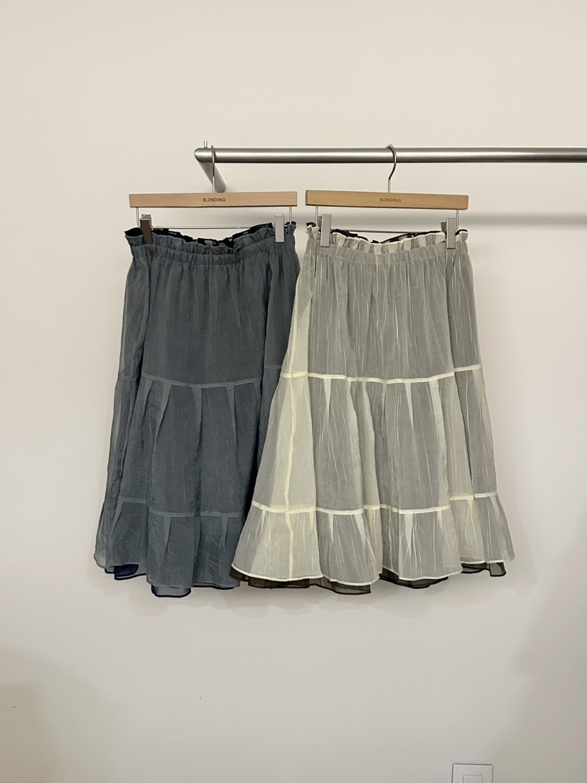 BLENDING-p韓國代購女士新款職業人氣半身裙中短裙雪紡雙層BLENDING-p半身裙/中短裙