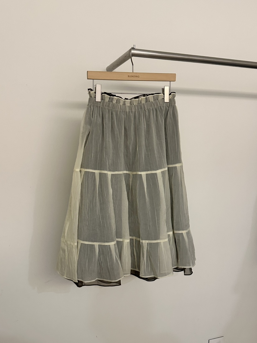 BLENDING-p韓國代購女士新款職業人氣半身裙中短裙雪紡雙層BLENDING-p半身裙/中短裙圖色1