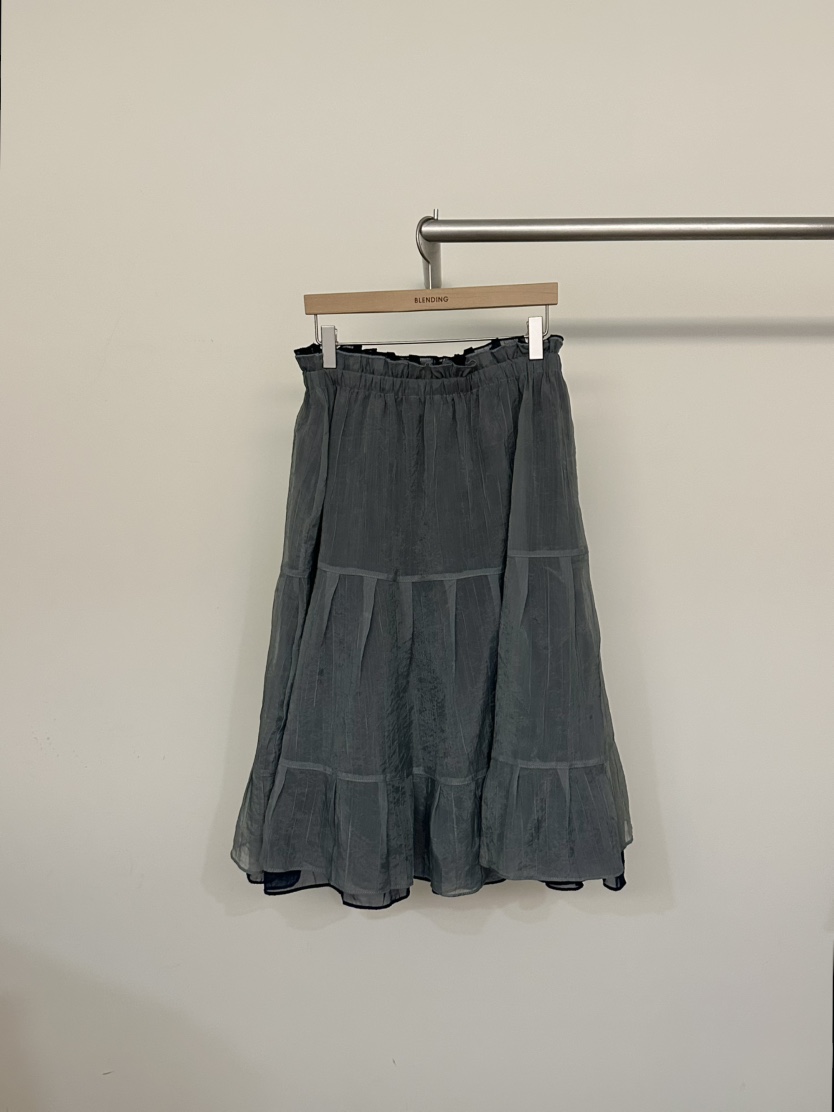 BLENDING-p韓國代購女士新款職業人氣半身裙中短裙雪紡雙層BLENDING-p半身裙/中短裙圖色2