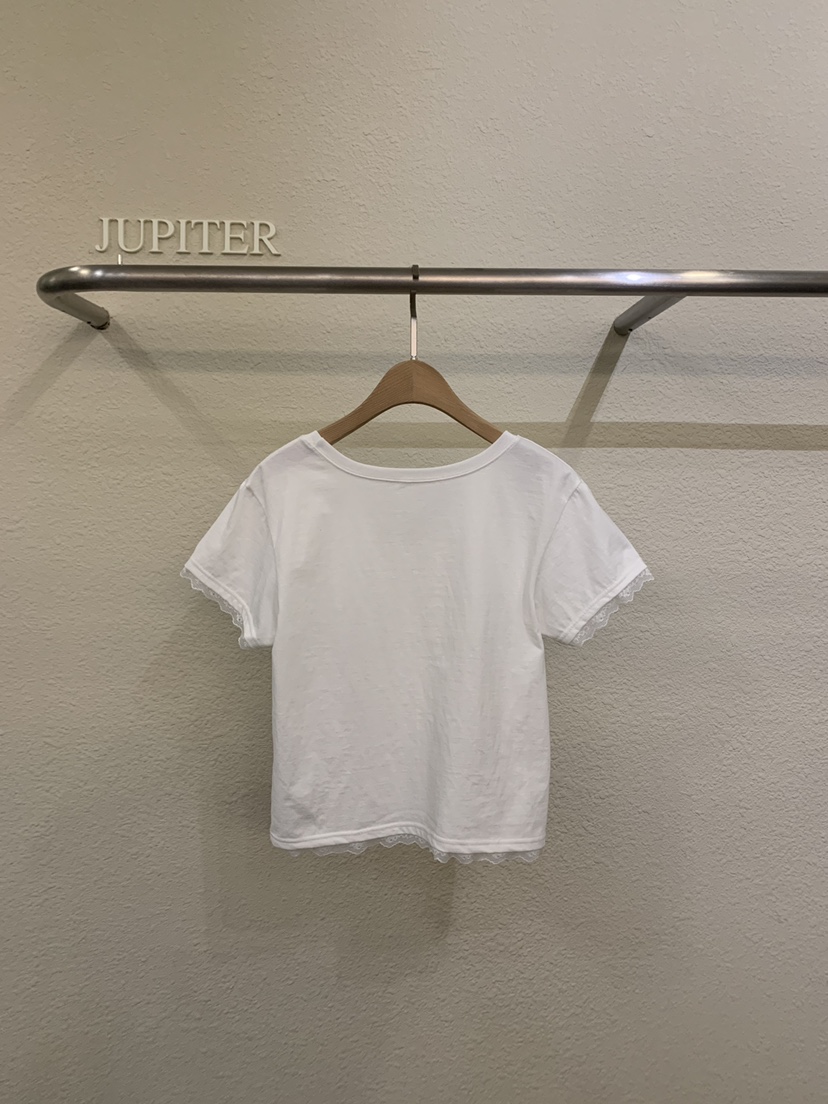 JUPITER韓國東大門直郵女裝新品人氣推薦26春夏T恤U領蕾絲JUPITERT恤