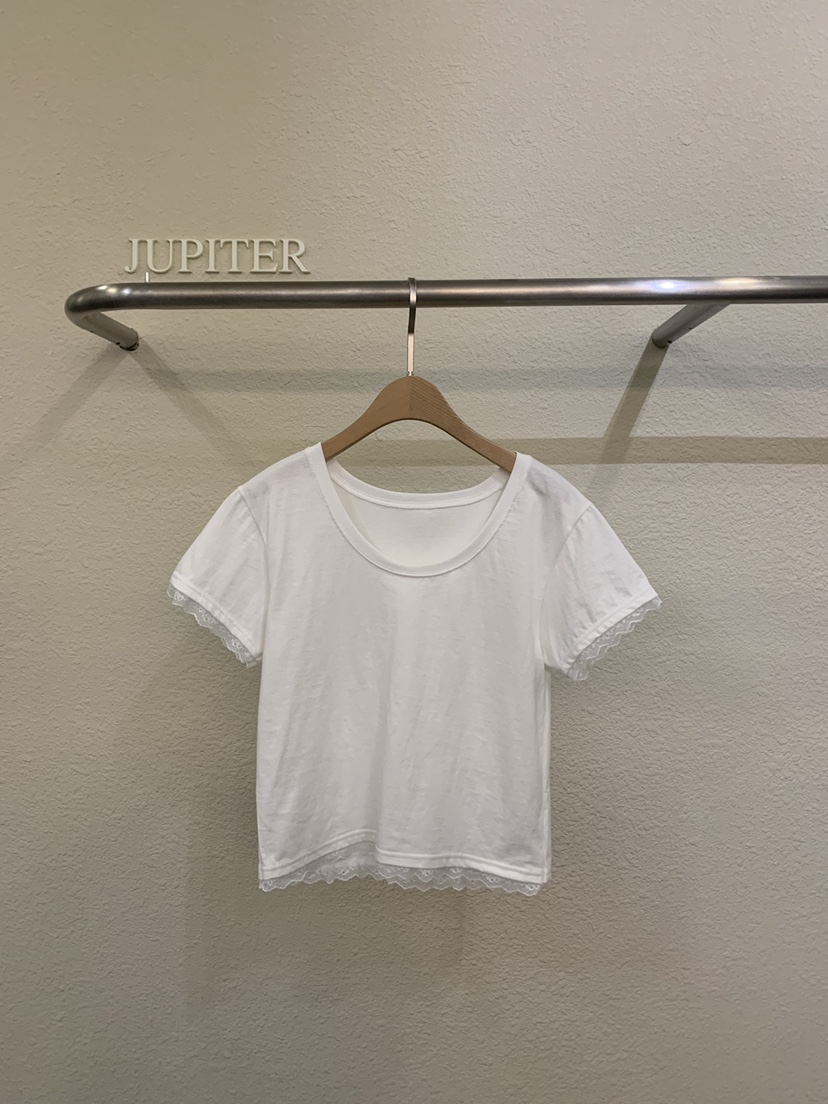 JUPITER韓國東大門直郵女裝新品人氣推薦26春夏T恤U領蕾絲JUPITERT恤圖色1