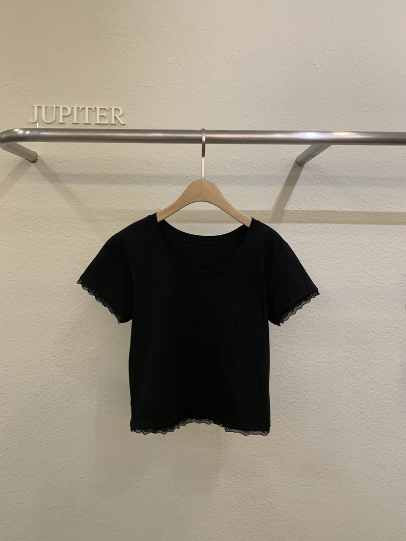 JUPITER韓國東大門直郵女裝新品人氣推薦26春夏T恤U領蕾絲JUPITERT恤圖色3黑色