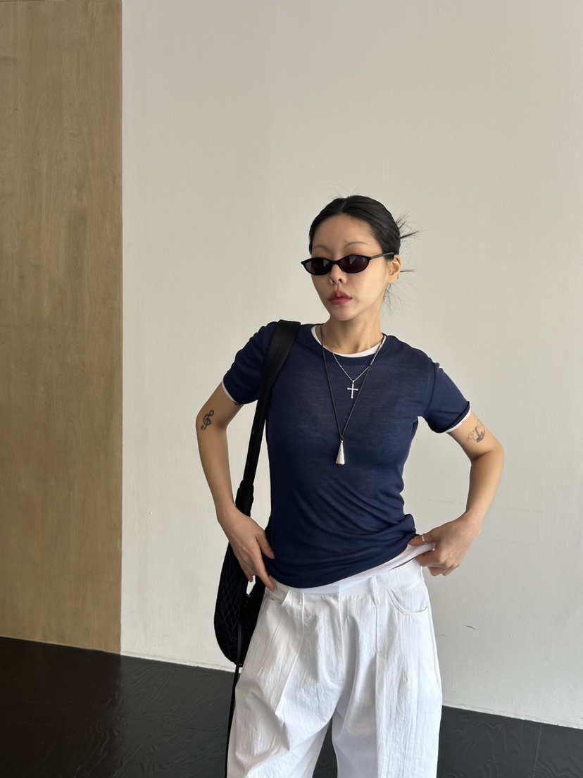 LIMLIMLIM韓國直郵女裝新款時尚職業休閑26春夏熱賣T恤天絲LIM LIM LIMT恤