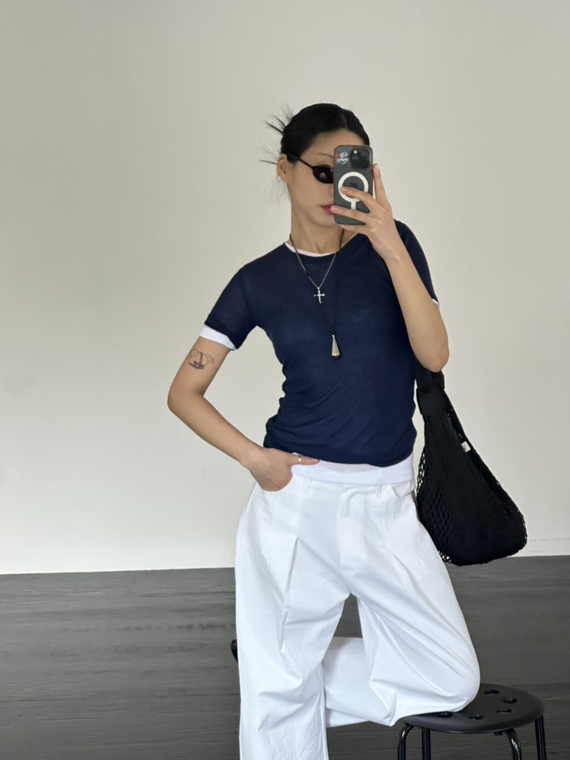 LIMLIMLIM韓國直郵女裝新款時尚職業休閑26春夏熱賣T恤天絲LIM LIM LIMT恤圖色3