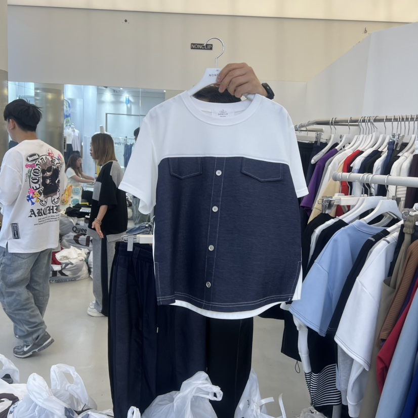 NON CLIP韓國東大門直郵女裝新款26春夏休閑職業T恤撞色NON CLIPT恤圖色2
