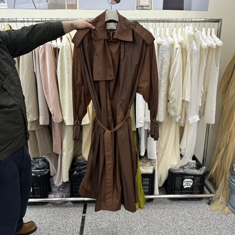 ONEBYTWO韓國直郵女士新品推薦人氣26春夏長款風衣含腰帶ONE BY TWO長款風衣圖色3