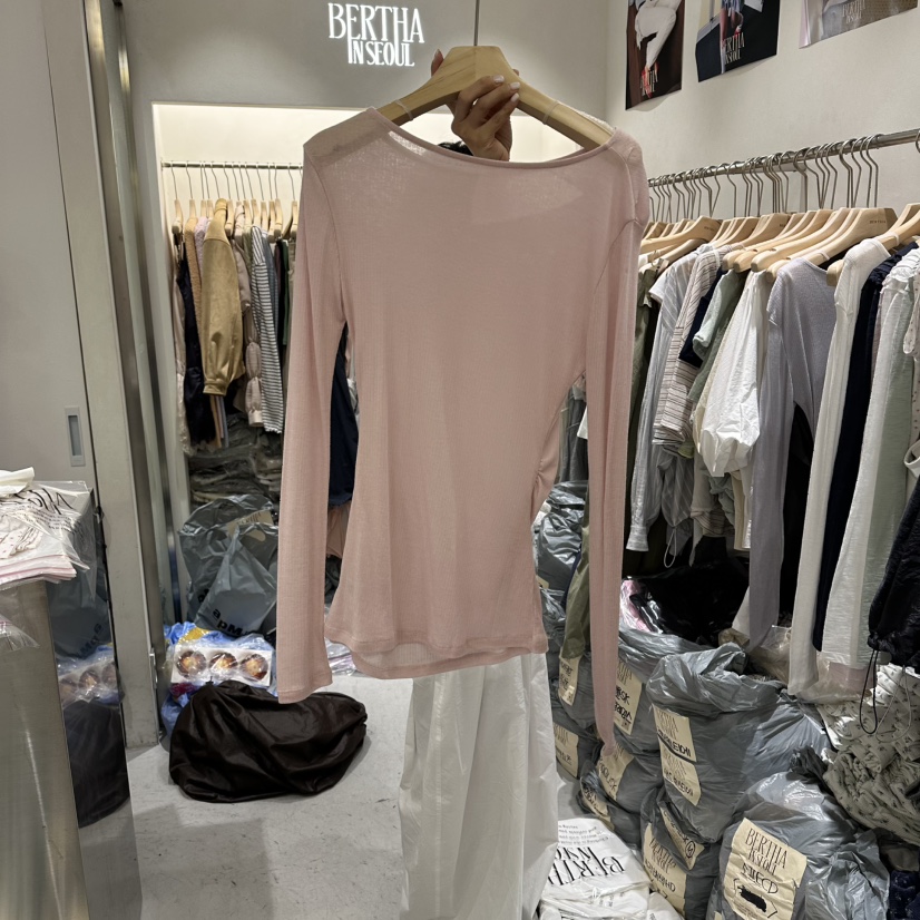 BERTHA韓國直郵女士新品職業26春夏休閑推薦人氣熱賣長袖T恤BERTHA長袖T恤
