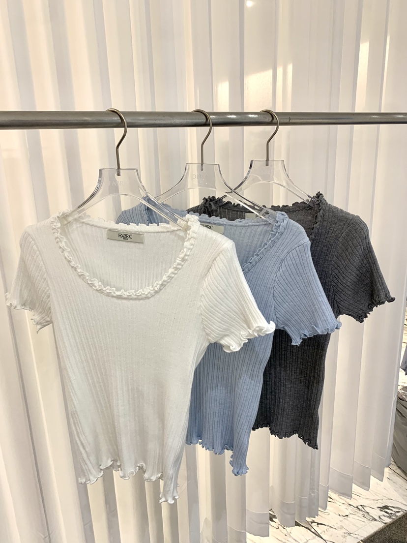 FABRIC韓國直郵實拍女士新款熱賣休閑26春夏時尚針織衫褶皺FABRIC針織衫