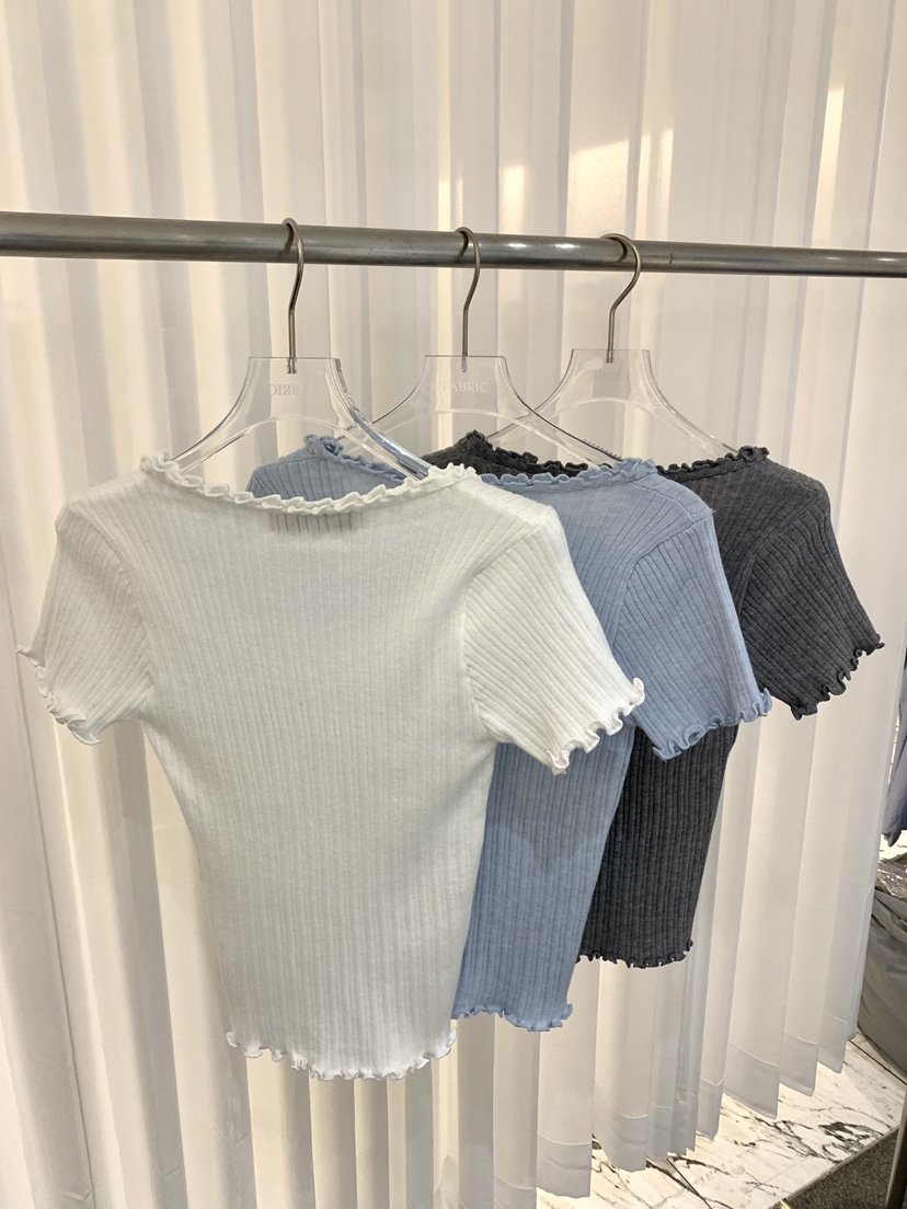 FABRIC韓國直郵實拍女士新款熱賣休閑26春夏時尚針織衫褶皺FABRIC針織衫