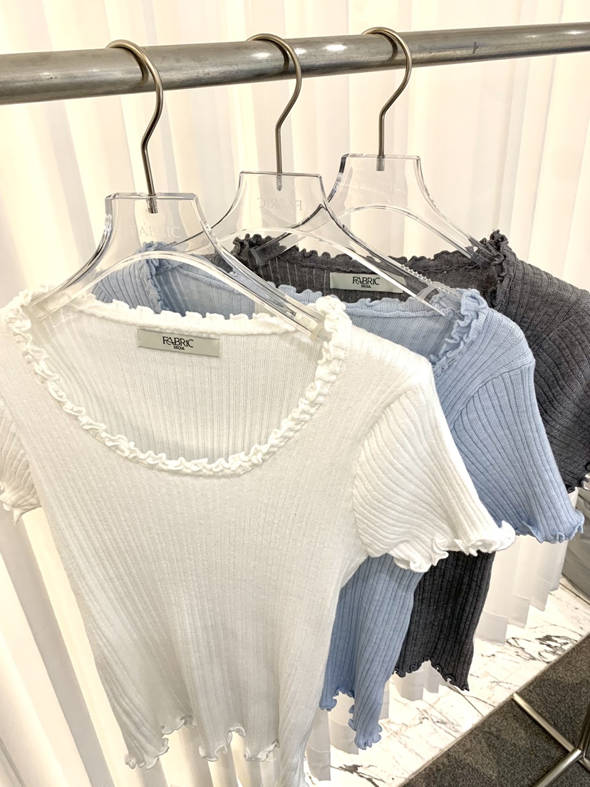 FABRIC韓國直郵實拍女士新款熱賣休閑26春夏時尚針織衫褶皺FABRIC針織衫