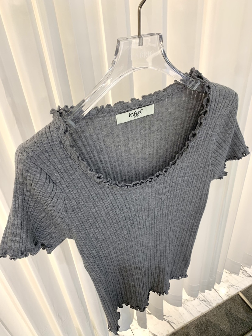 FABRIC韓國直郵實拍女士新款熱賣休閑26春夏時尚針織衫褶皺FABRIC針織衫