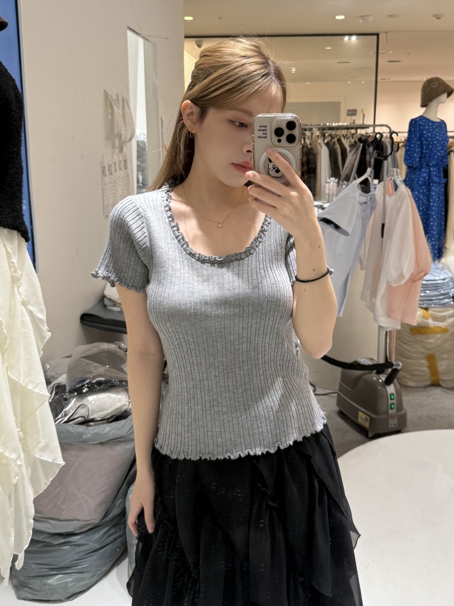 FABRIC韓國直郵實拍女士新款熱賣休閑26春夏時尚針織衫褶皺FABRIC針織衫