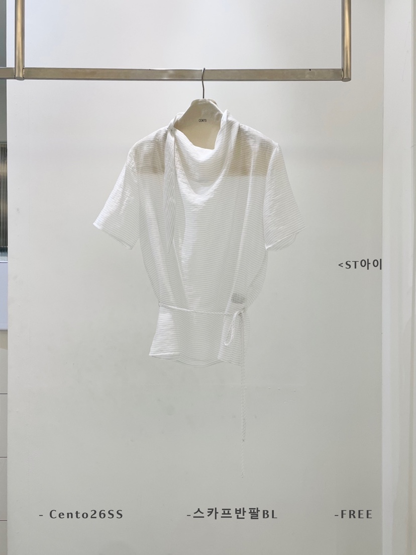 CENTO韓國直郵女裝新款人氣26春夏時尚職業襯衫蕾絲衫圍巾CENTO襯衫/蕾絲衫圖色3白色條紋