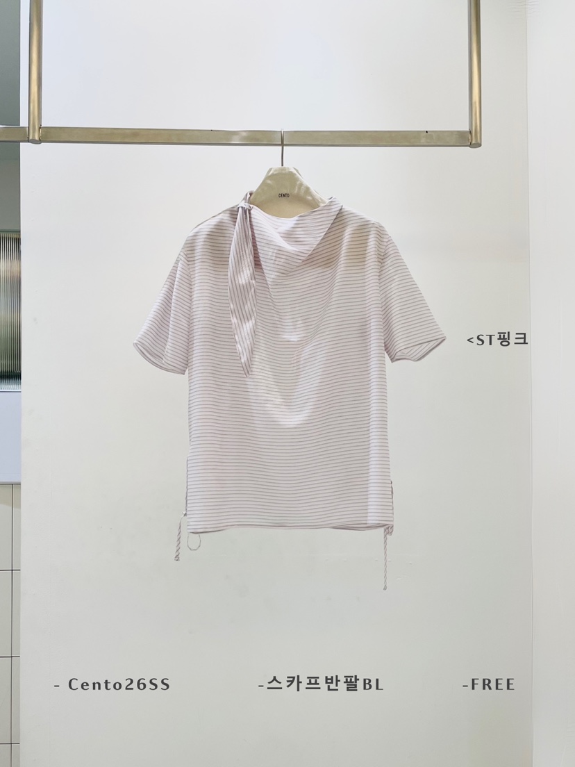 CENTO韓國直郵女裝新款人氣26春夏時尚職業襯衫蕾絲衫圍巾CENTO襯衫/蕾絲衫圖色5粉色條紋