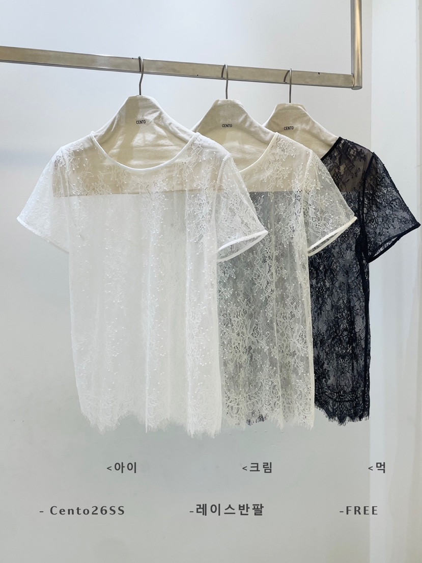 CENTO韓國東大門直郵女裝新品熱賣人氣26春夏襯衫蕾絲衫蕾絲CENTO襯衫/蕾絲衫