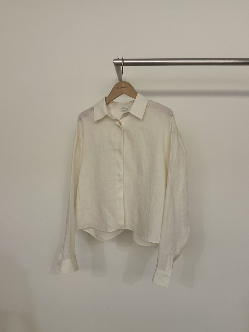 BLENDING-p韓國代購女裝新品推薦職業休閑襯衫蕾絲衫亞麻BLENDING-p襯衫/蕾絲衫圖色1