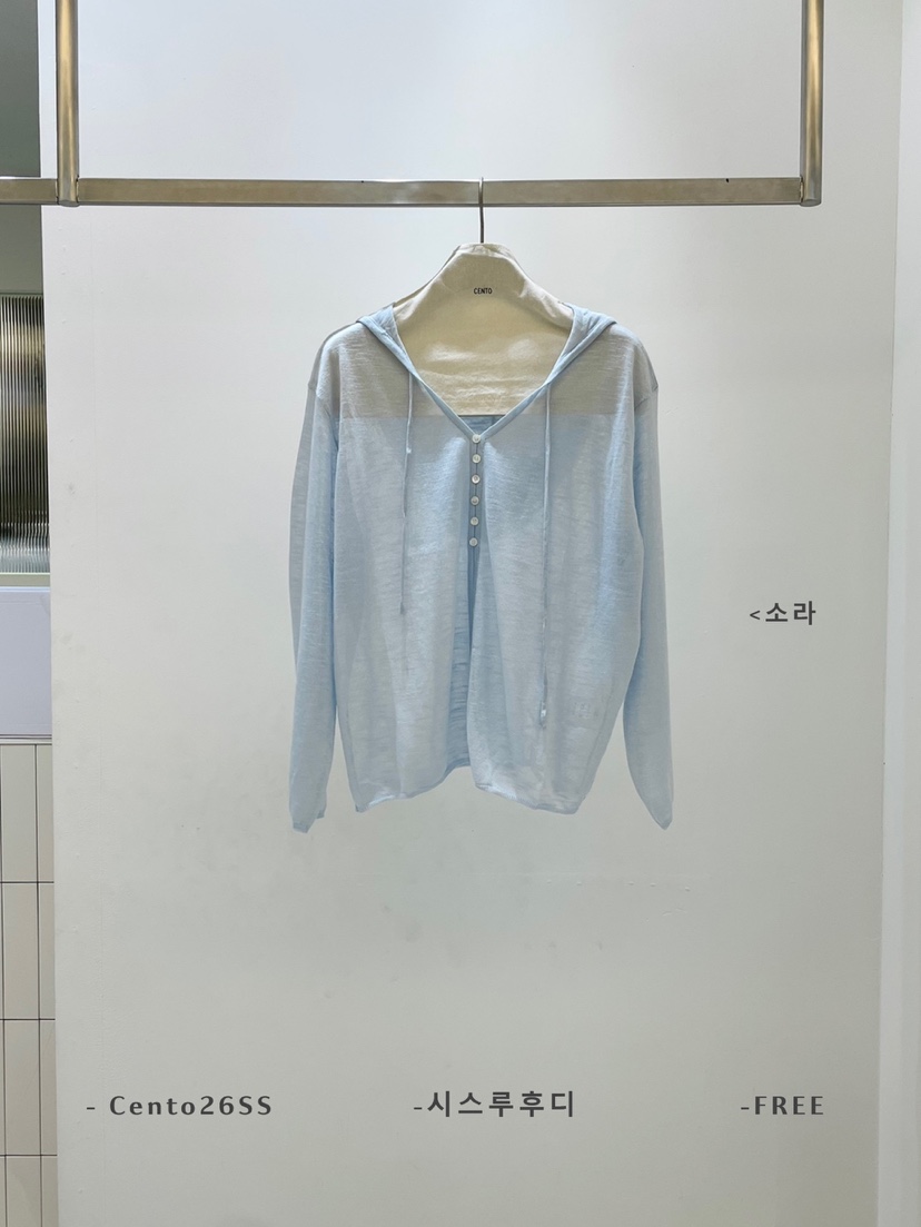 CENTO韓國東大門直郵女士新品熱賣推薦襯衫蕾絲衫連帽衫透明CENTO襯衫/蕾絲衫圖色2