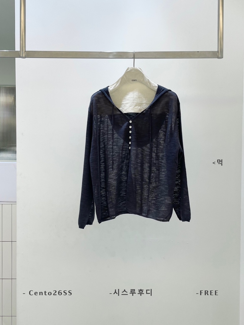 CENTO韓國東大門直郵女士新品熱賣推薦襯衫蕾絲衫連帽衫透明CENTO襯衫/蕾絲衫圖色3