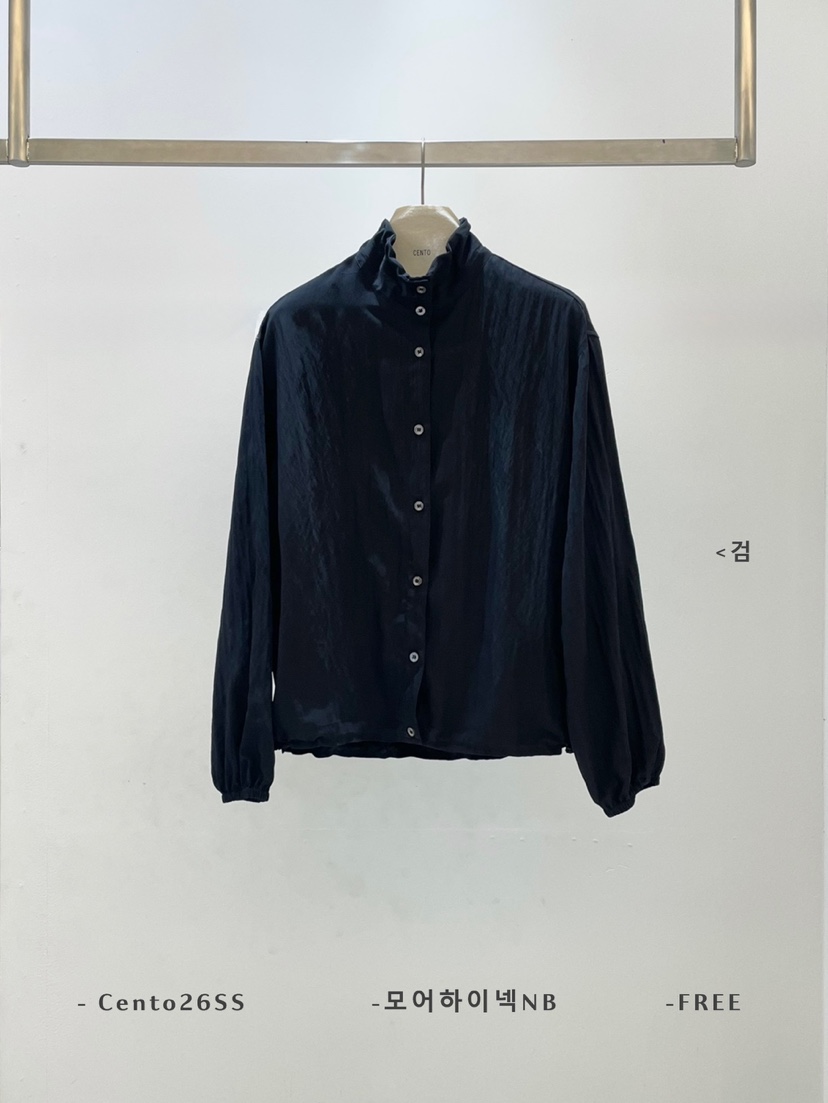 CENTO韓國東大門代購女裝新品人氣推薦時尚襯衫蕾絲衫高領CENTO襯衫/蕾絲衫圖色5黑色