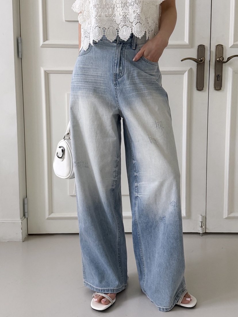 CLOTH韓國東大門代購女裝新款人氣時尚熱賣牛仔褲水洗牛仔布CLOTH牛仔褲