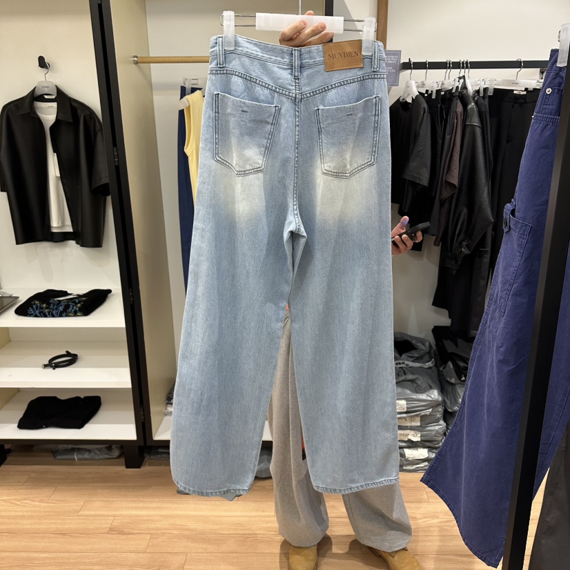 MUYBIEN韓國東大門代購女裝新款熱賣人氣休閑推薦牛仔褲柔軟MUYBIEN牛仔褲