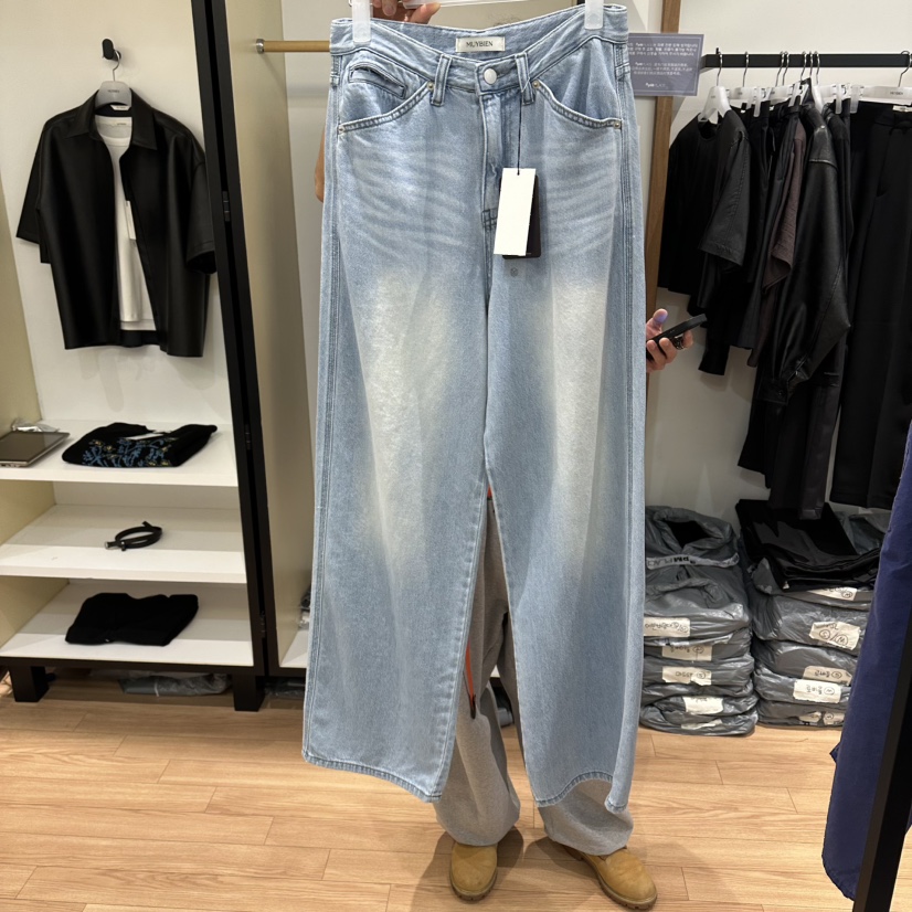 MUYBIEN韓國東大門代購女裝新款熱賣人氣休閑推薦牛仔褲柔軟MUYBIEN牛仔褲圖色1