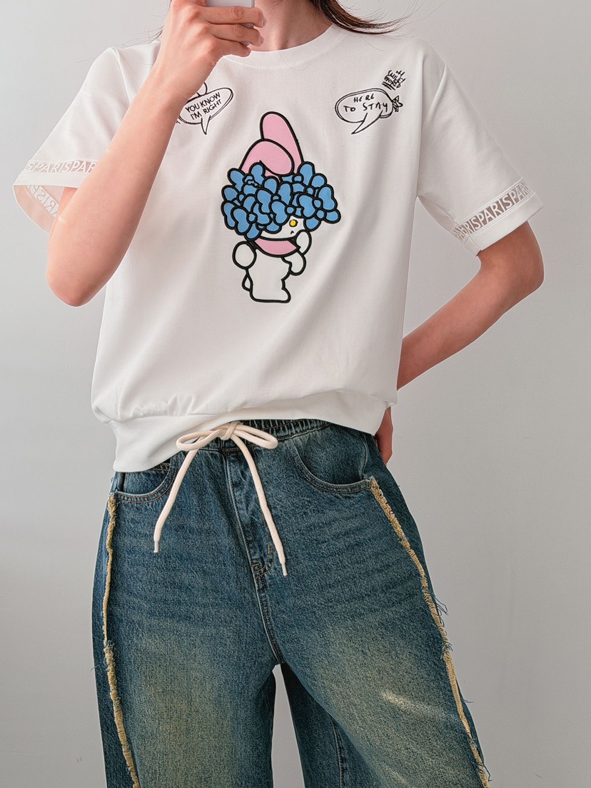 IAAN韓國直郵女士新品職業熱賣時尚人氣26春夏休閑T恤兔子iaAnT恤