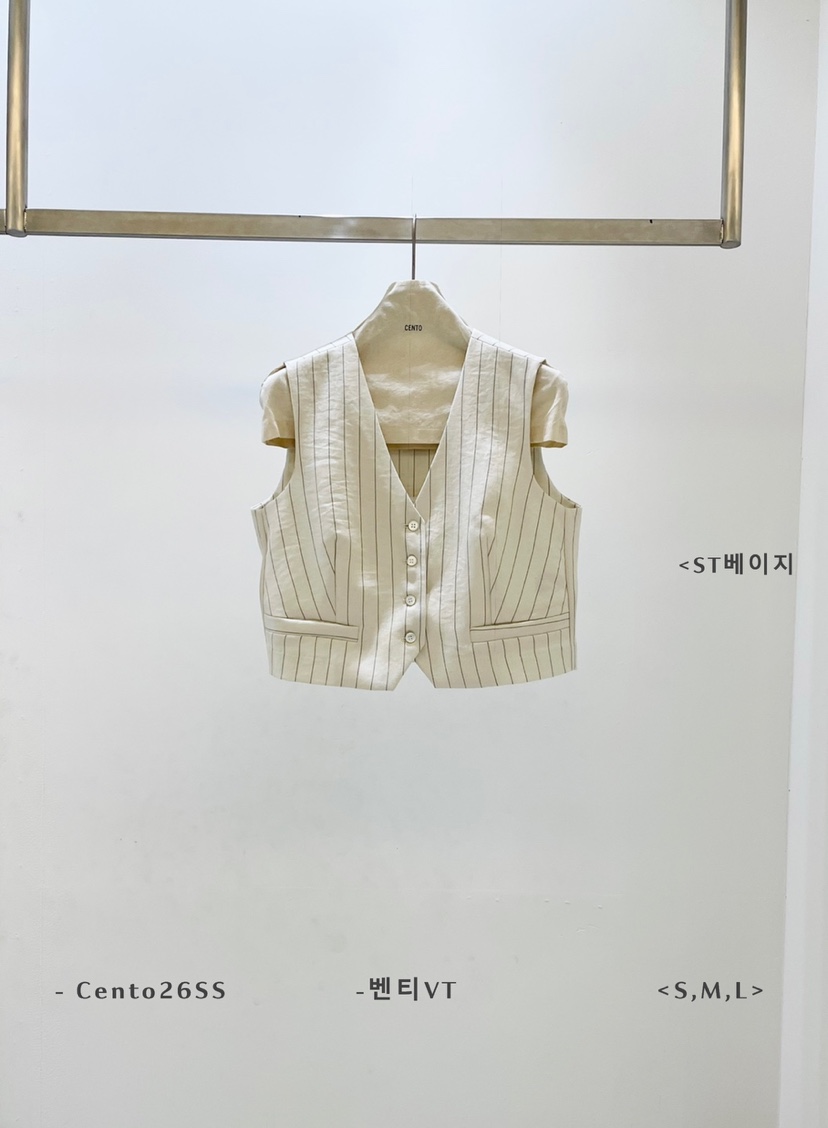 CENTO韓國東大門直郵女士新款時尚休閑熱賣26春夏人氣馬甲CENTO馬甲圖色2米色