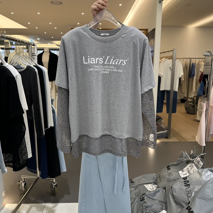 JENNIE韓國直郵實拍女士新品26春夏職業推薦長袖T恤假兩件JENNIE/VENEFIT長袖T恤圖色2