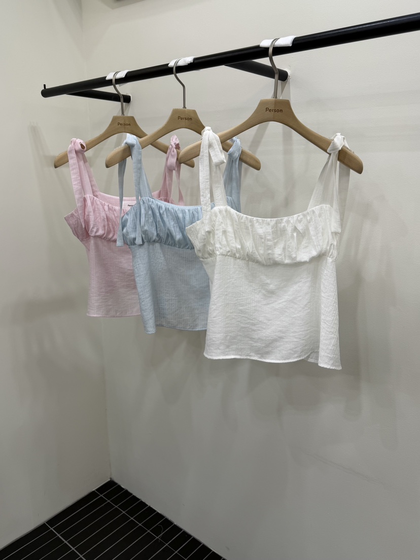 PERSON韓國東大門代購女士新品推薦人氣時尚吊帶背心褶皺PERSON吊帶/背心