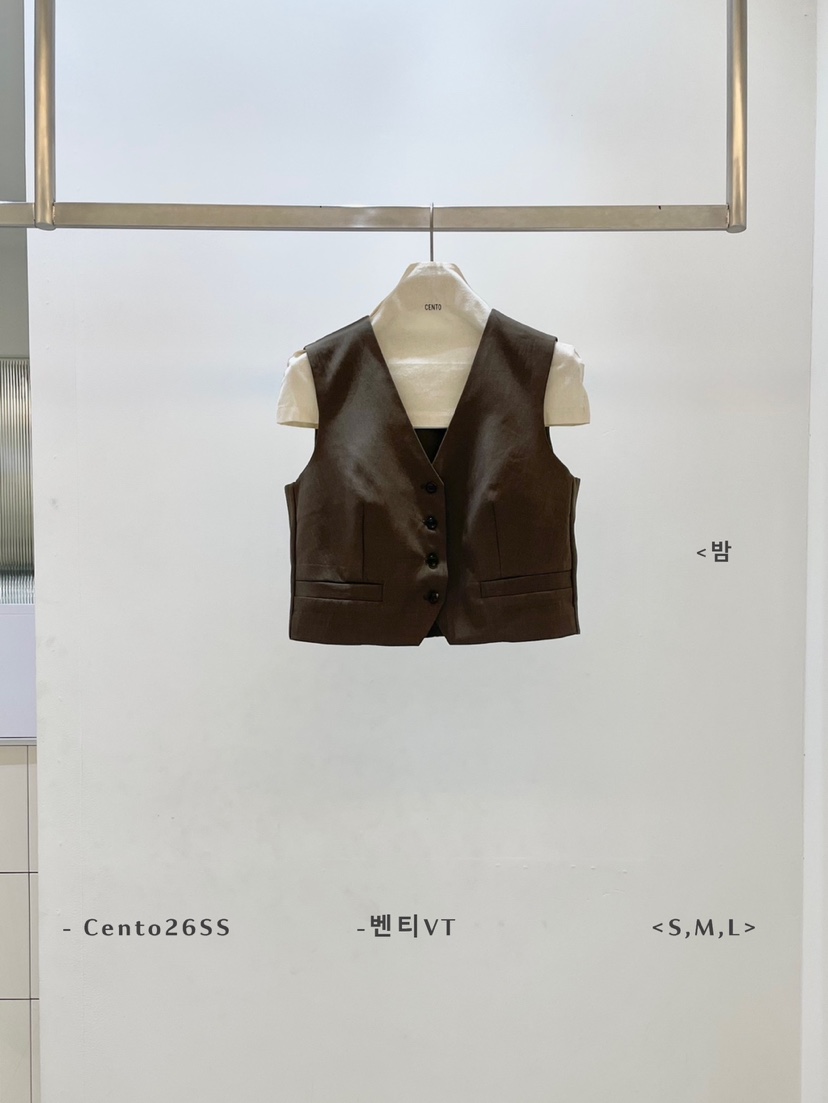 CENTO韓國直郵實拍女裝新品休閑時尚26春夏熱賣人氣推薦馬甲CENTO馬甲圖色4棕色