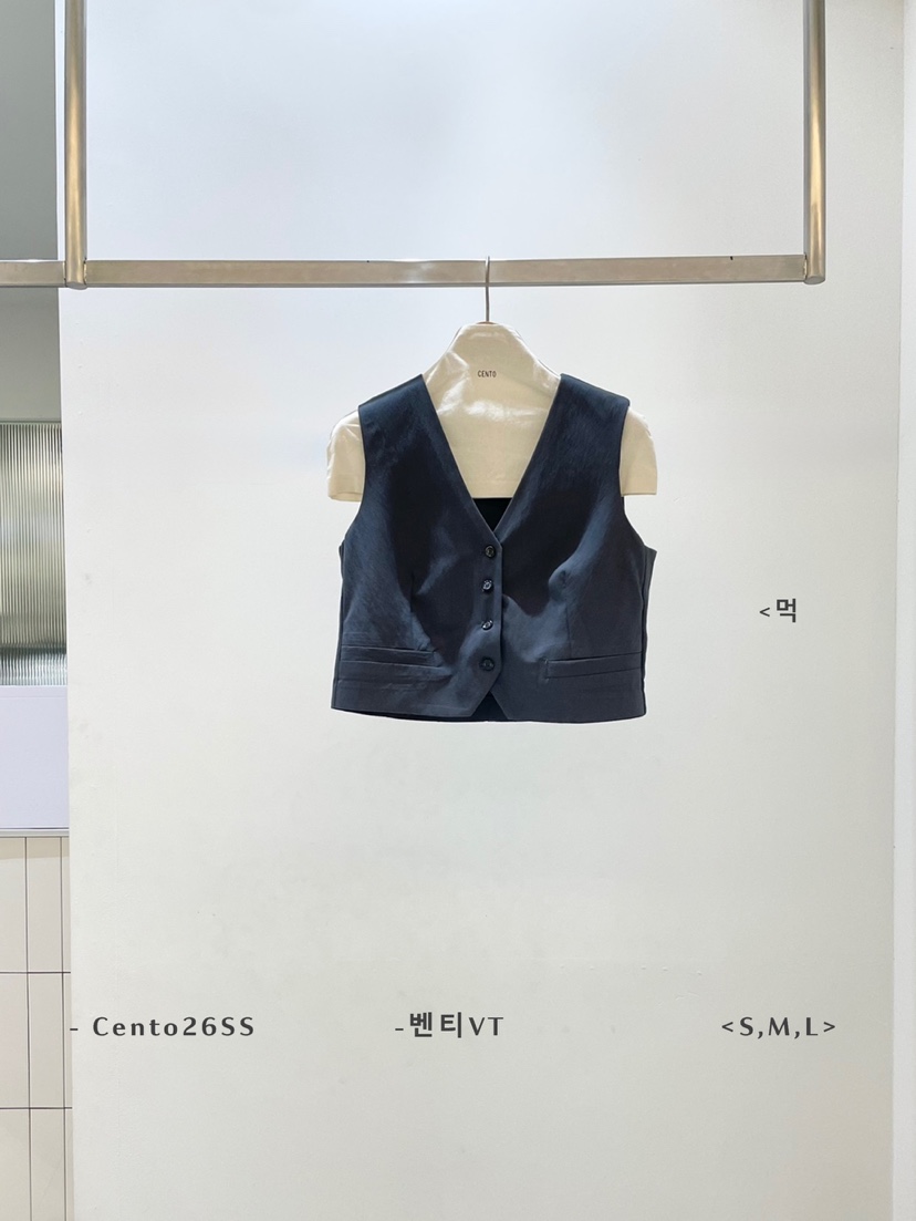 CENTO韓國直郵實拍女裝新品休閑時尚26春夏熱賣人氣推薦馬甲CENTO馬甲圖色5墨色