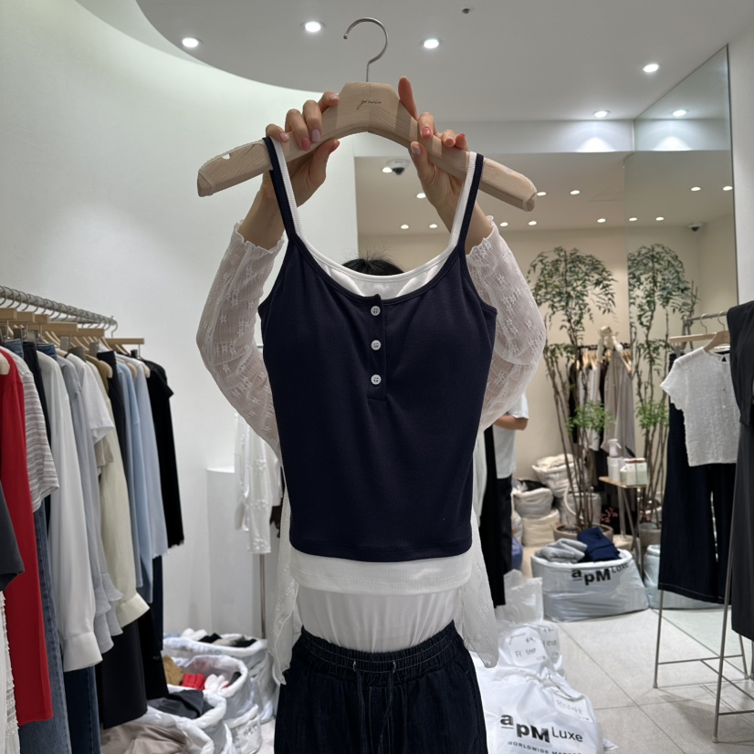 GRACIA韓國東大門直郵女士新款休閑職業吊帶背心假兩件雙層GRACIA吊帶/背心圖色2