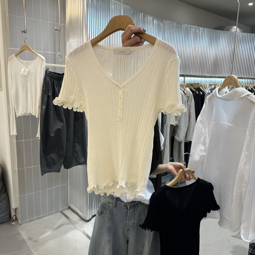 ALEGRE韓國直郵實拍女士新款人氣26春夏推薦職業時尚熱賣T恤ALEGRET恤圖色1