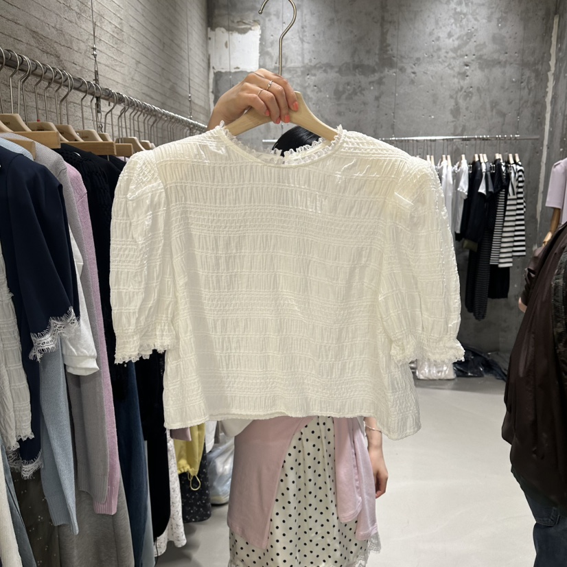 JUNI韓國代購女士新款人氣26春夏職業熱賣推薦襯衫蕾絲衫my juni襯衫/蕾絲衫圖色1