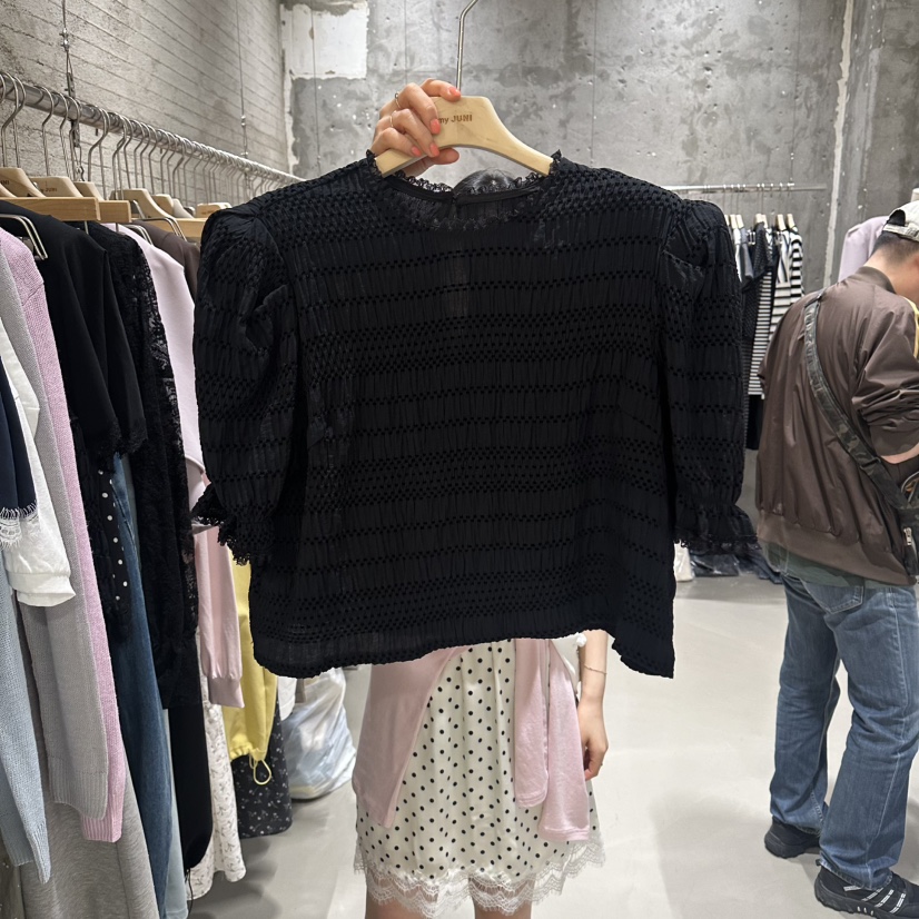 JUNI韓國代購女士新款人氣26春夏職業熱賣推薦襯衫蕾絲衫my juni襯衫/蕾絲衫圖色2