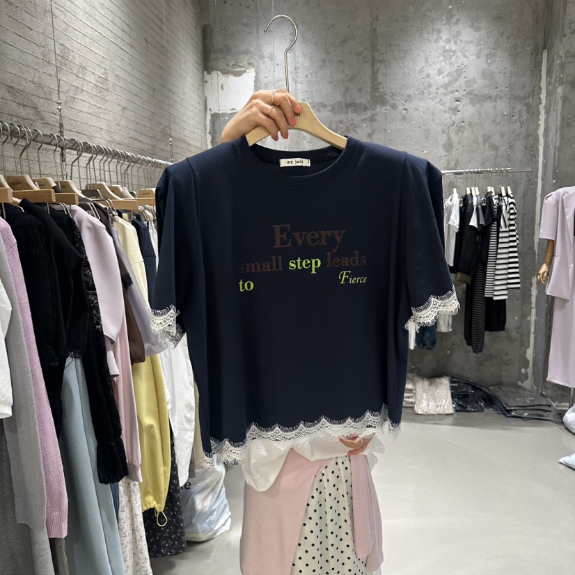 JUNI韓國代購女裝新品職業休閑熱賣時尚人氣26春夏推薦T恤my juniT恤圖色2深藍色