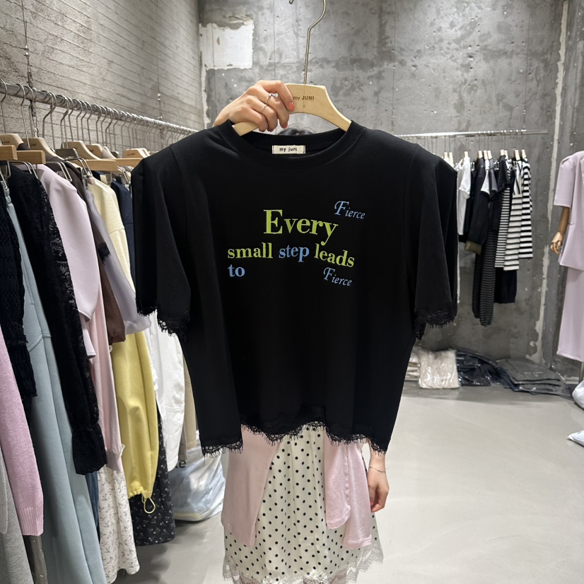 JUNI韓國代購女裝新品職業休閑熱賣時尚人氣26春夏推薦T恤my juniT恤圖色3黑色