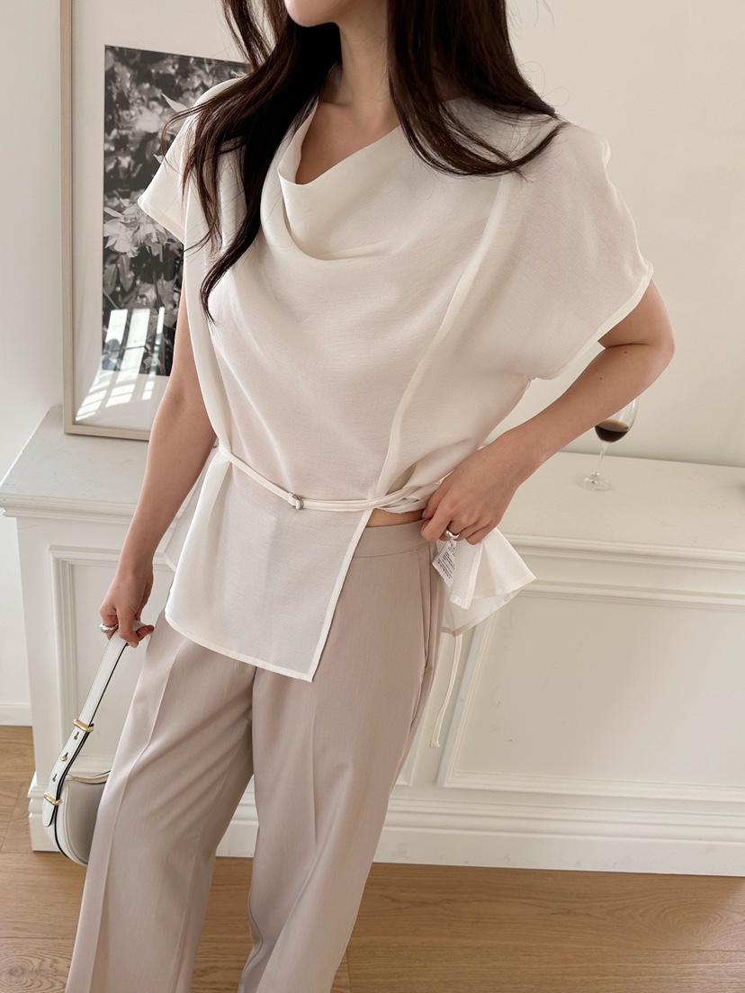 2ND GATE韓國東大門直郵女士新品人氣休閑襯衫蕾絲衫含腰帶2ND GATE襯衫/蕾絲衫