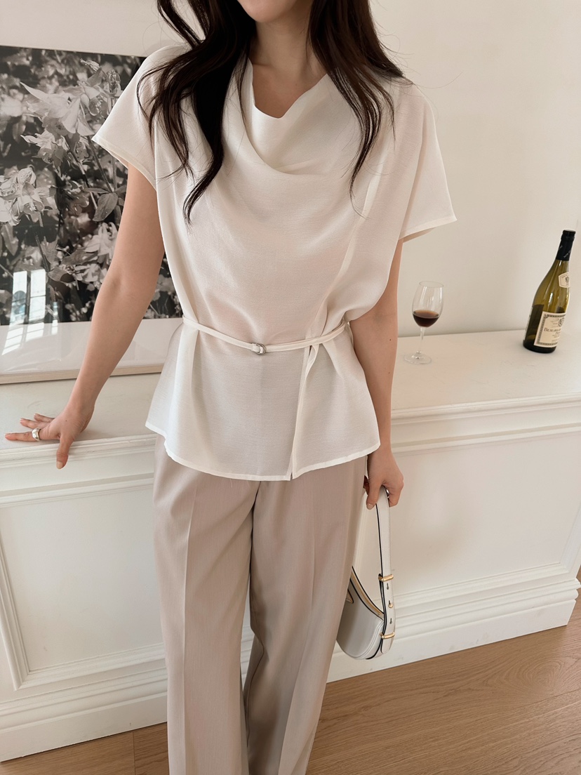 2ND GATE韓國東大門直郵女士新品人氣休閑襯衫蕾絲衫含腰帶2ND GATE襯衫/蕾絲衫