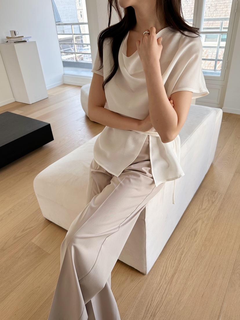 2ND GATE韓國東大門直郵女士新品人氣休閑襯衫蕾絲衫含腰帶2ND GATE襯衫/蕾絲衫