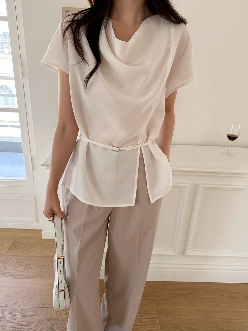 2ND GATE韓國東大門直郵女士新品人氣休閑襯衫蕾絲衫含腰帶2ND GATE襯衫/蕾絲衫